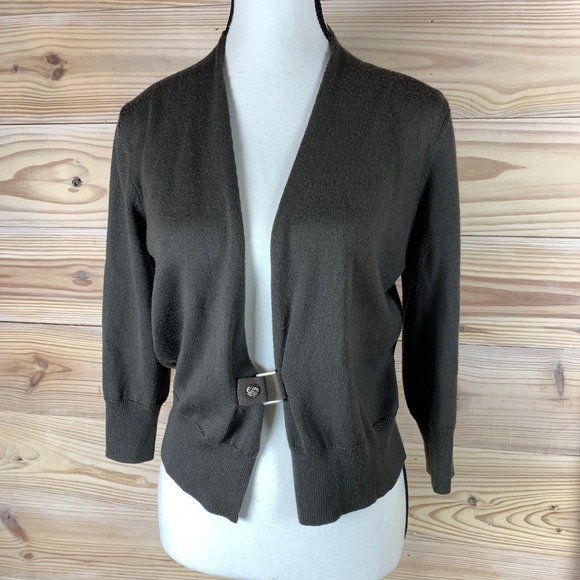 Worth Sweaters - Worth Wool Cardigan Sweater‎ Womens Medium Cropped One Button Minimalist Office
